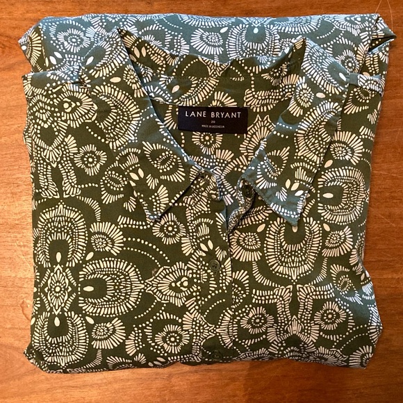 Lane Bryant Dresses & Skirts - Lane Bryant Size 20 Green Medallion Print Tiered Maxi Shirt Dress